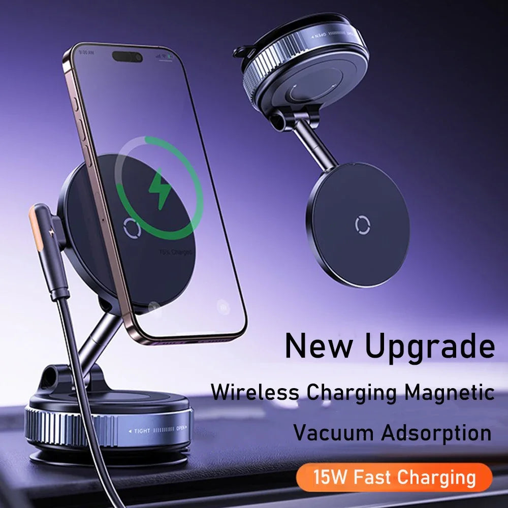 New Magnetic 15W Wireless Charger Car Phone Holder 360 Degree Rotation